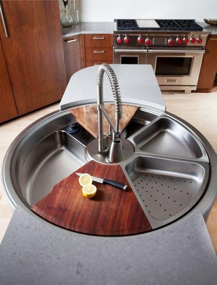 Circular tiered island kitchen sink