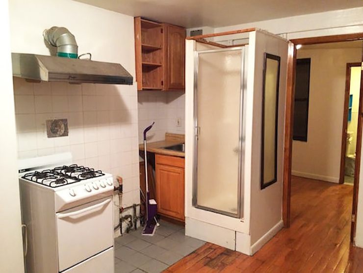 half kitchen half bath apartment