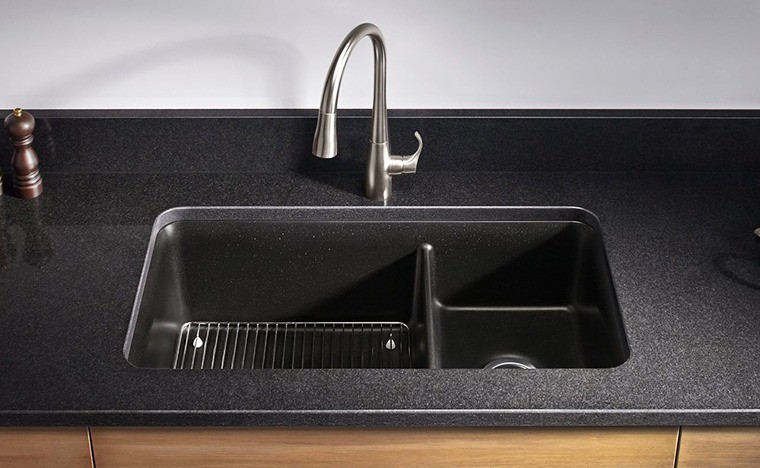 large and small compartment kitchen sink