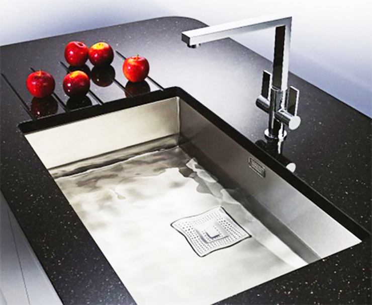 large shallow modern kitchen sink