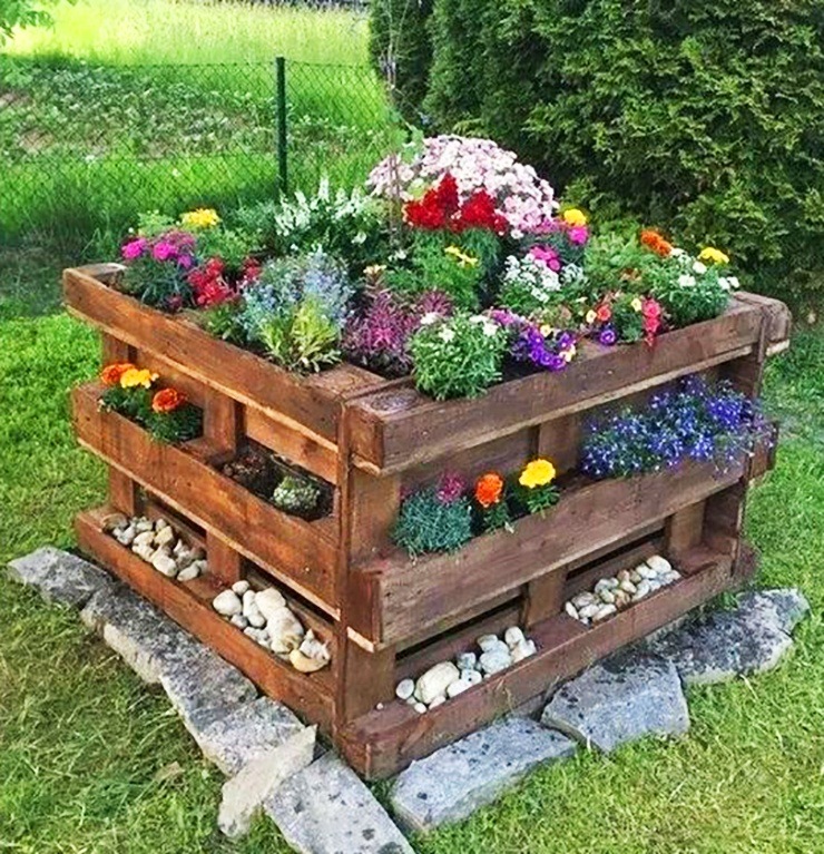 outdoor square tiered garden planter for apartment