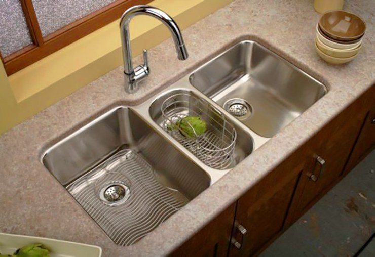 traditional three section kitchen sink