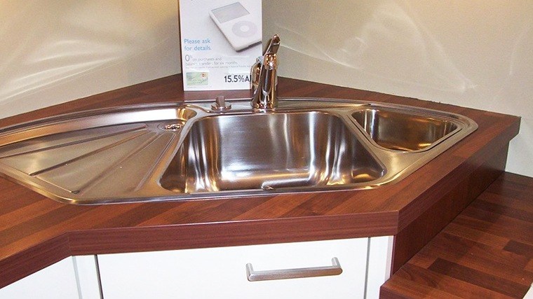 triple corner kitchen sink with tray