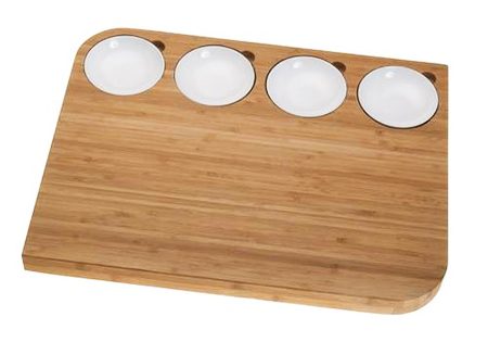 cutting board with bowls built in