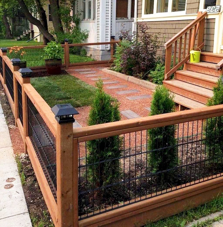 low height iron and wood fence