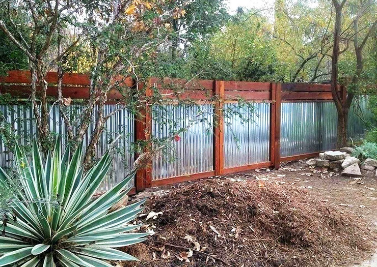 wood and corrugated metal fence