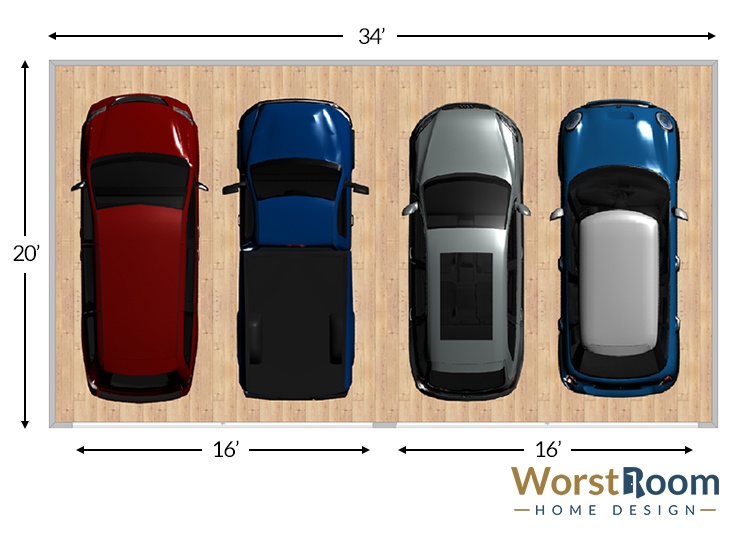 Standard Garage Size Diagrams Dimensions Up To 4 Car Garages Wr