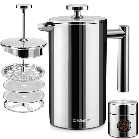 mueller french press stainless steel types of coffee makers