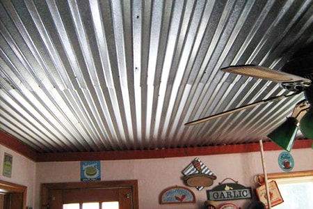 corrugated metal on ceiling