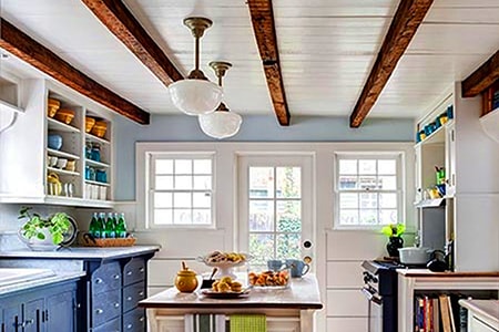 faux wood beams on ceiling