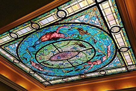 stained glass on ceiling