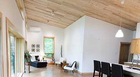 wooden planks on ceiling