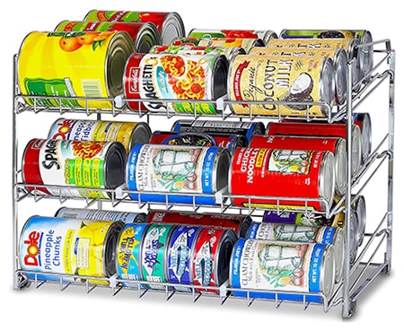 These canned good organizers work well for accessing and keeping inventory of your prepper food supply