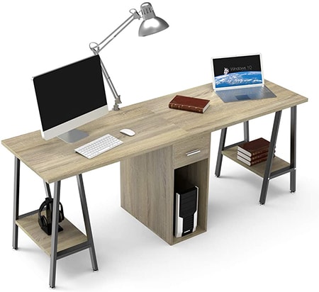 dual sided desks accommodate two users side by side. they take up a lot of space but are great for couples during entertainment time or study time