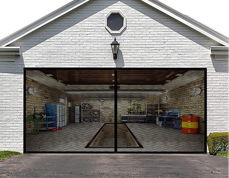 screens are a great alternative to garage doors due to the air flow and light allowed in while keeping out flying insects