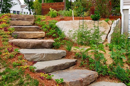 building natural stone steps bottom to top