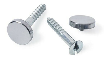 mirror screws have counter sunk tops that are separate and attached after you the screw is in place