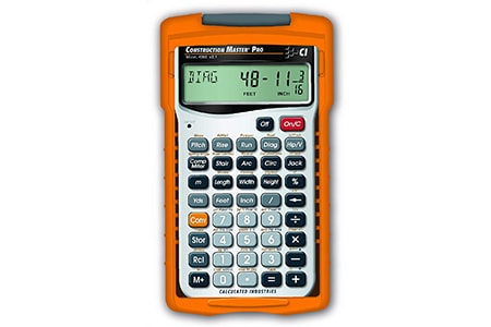 a construction calculator is a not only a very sturdy calculator that won't break easily out on the work site but it has built in functions that help with measuring stairs