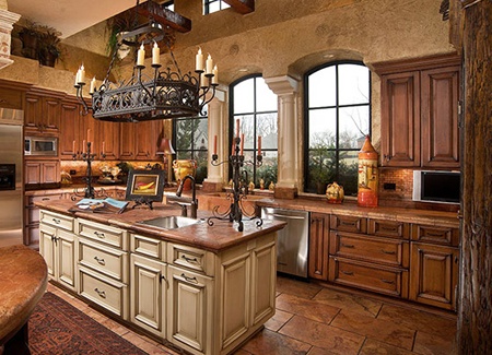 mediterranean types of kitchens feature defining items like terracotta tiles, warm woods, and more.
