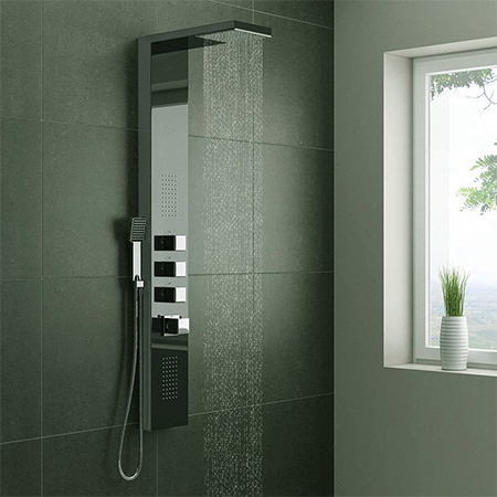 there are many types of bathroom showers and one of them is shower tower which has built-in controls