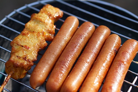 some types of sausages, like chicken sausages, are neither made from pork or beef they are made with chicken
