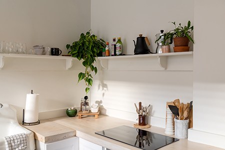 angled corner cut shelves