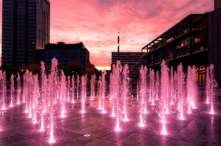 some types of fountains, like dry fountains, are working interactively with their surroundings