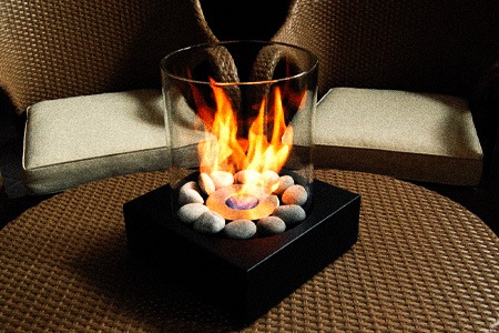 there are different styles of fireplaces, like tabletop fireplaces, that are designed to be carried away inside the home