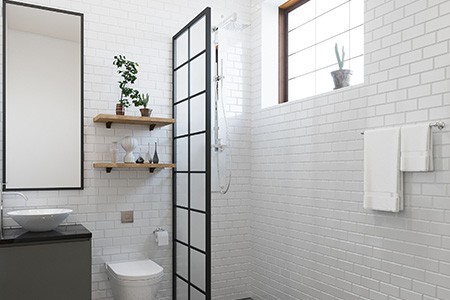 a doorless shower can be considered as an alternative to shower curtain, especially if you have limited space