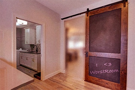 if you want some playful bathroom door alternatives, you can try chalkboard doors