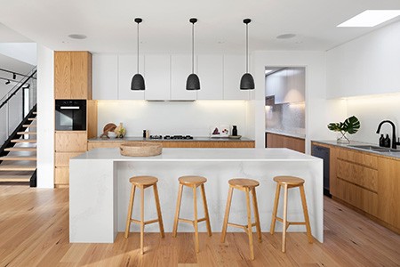 some types of ceiling lights like island lights have long cords making them to hang over a kitchen island