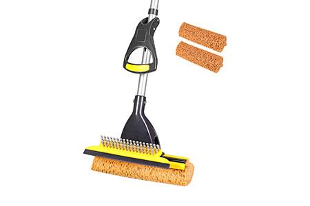 if you are in trouble with dirt that contains water, you need special mop head types like sponge mops to deal with it