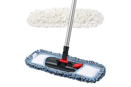 some types of mop heads, like static mops, are specifically designed for a quick wipe-off