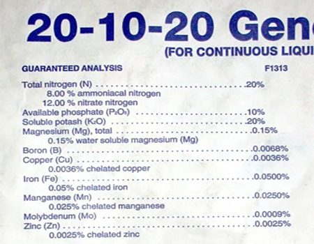 fertilizer nutrient list