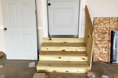 make room for garage stairs in front of car