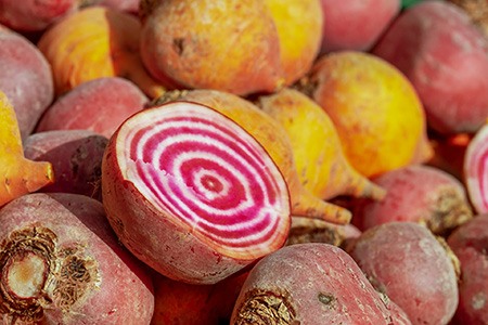 striped beets are famous beet varieties with its candy-cane-like appearance