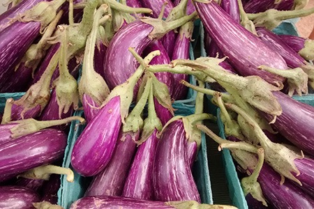 some different types of eggplants, like fairy tale eggplant, are small in size
