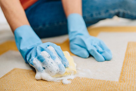 how to clean syrup out of carpet? apply dish soap on top of the stain and see the magic!