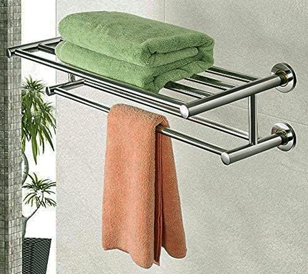 towel racks are a great answer to how to hang wet towels in small bathroom because they allow air flow to increase the drying speed so you don't have damp and smelly towels later