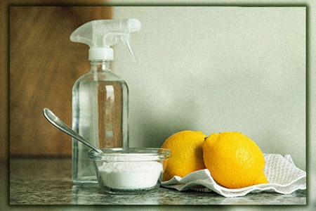 use baking soda, detergent, & lemon juice