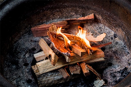 use the right wood when lighting the fire pit