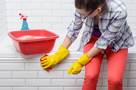 can bathroom tile be painted? of course! but make sure the tile is clean & smooth