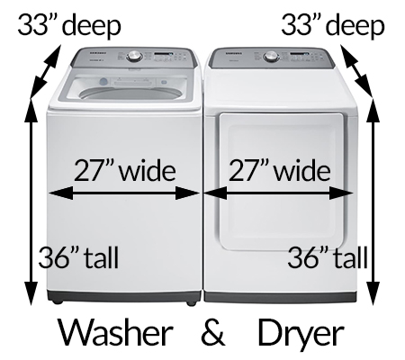 Standard washer deals dryer depth