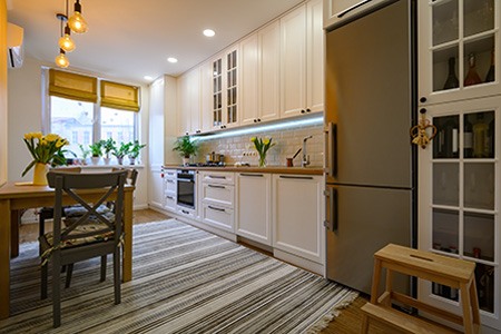 kitchen carpeting is often done for attractive design aesthetic