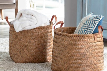 how to store blankets? you can store them in a basket!