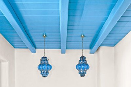 blue ceiling beams