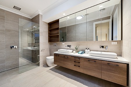 any average sized bathroom should be able to fit desired fixtures & features in it